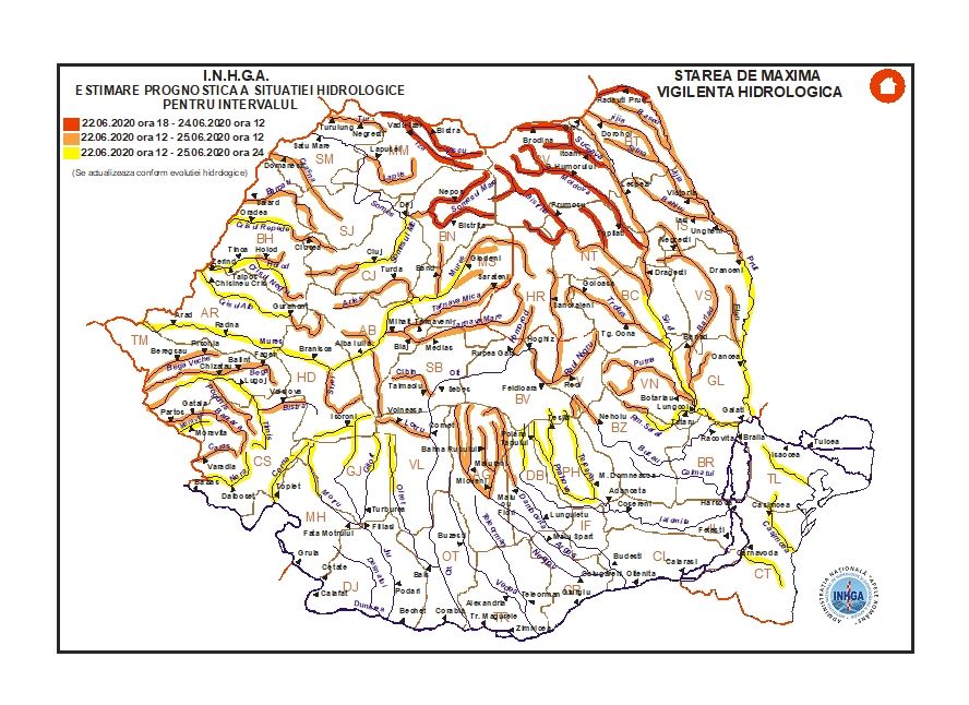 Codul portocaliu de inundații pentru râuri din Satu Mare Cod roșu în