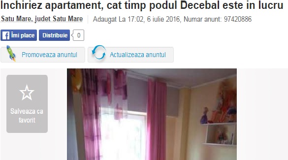 Sătmărenii au UMOR: ”Închiriez apartament cât timp Podul Decebal este în lucru”