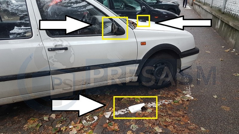 FOTO. Mașină a Poliției, vandalizată chiar lângă Poliția Satu Mare