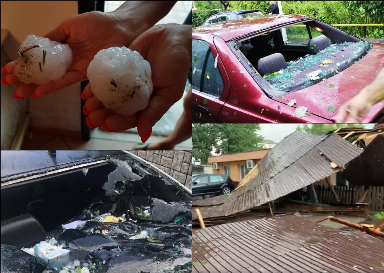 Nebunie în Baia Mare: de frica grindinei, șoferii caută locuri pentru a-și proteja mașinile