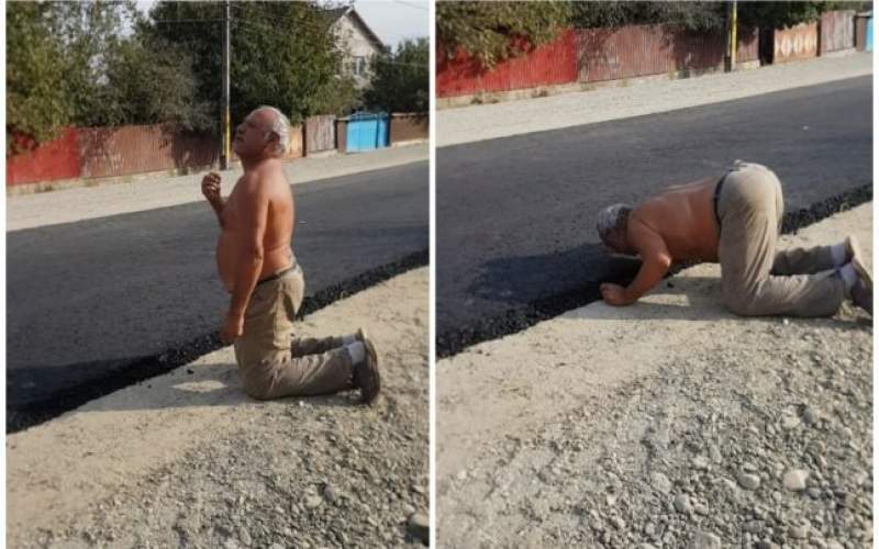 VIDEO. Reacția incredibilă a unui bărbat care își vede, în sfârșit, strada asfaltată