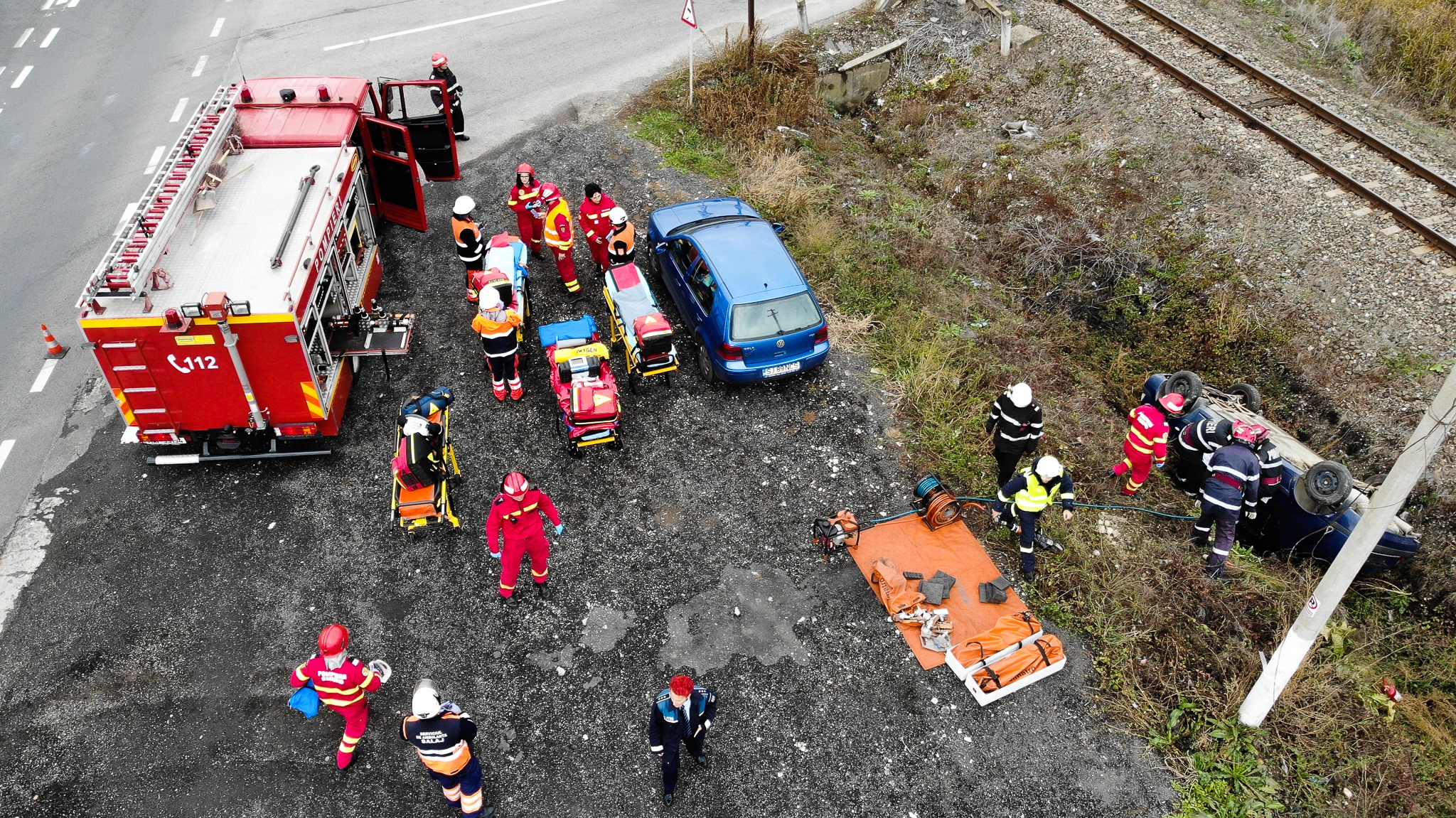 FOTO/VIDEO. Plan roșu între SM și SJ! Accident cu victime multiple, desfășurare de forțe (exercițiu)