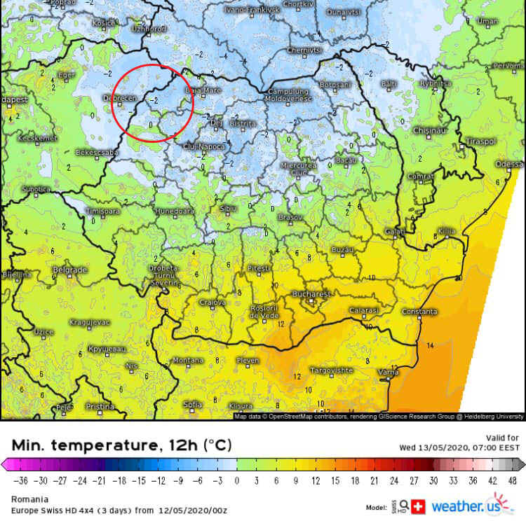 AVERTIZARE. Record negativ de temperatură în această noapte, în județul Satu Mare