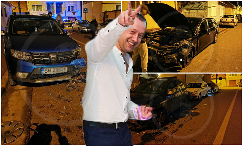 FOTO. Comisar de la Poliția Satu Mare, beat la volan, a distrus tot ce i-a ieșit în cale