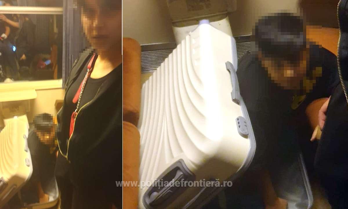 FOTO/VIDEO. Adolescent afgan, ascuns într-un geamantan. A fost găsit de polițiștii de frontieră