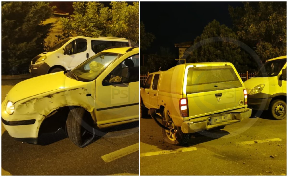 FOTO. Accident în Satu Mare. Impact între un jeep și un autoturism. Un al treilea șofer, vinovat, a plecat