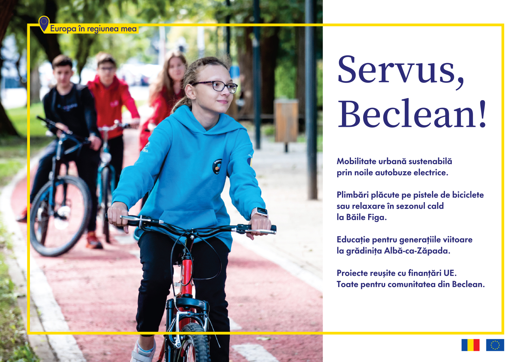 „Europa în regiunea mea”: mobilitate urbană și alte facilități pentru comunitate, create la Beclean cu bani europeni
