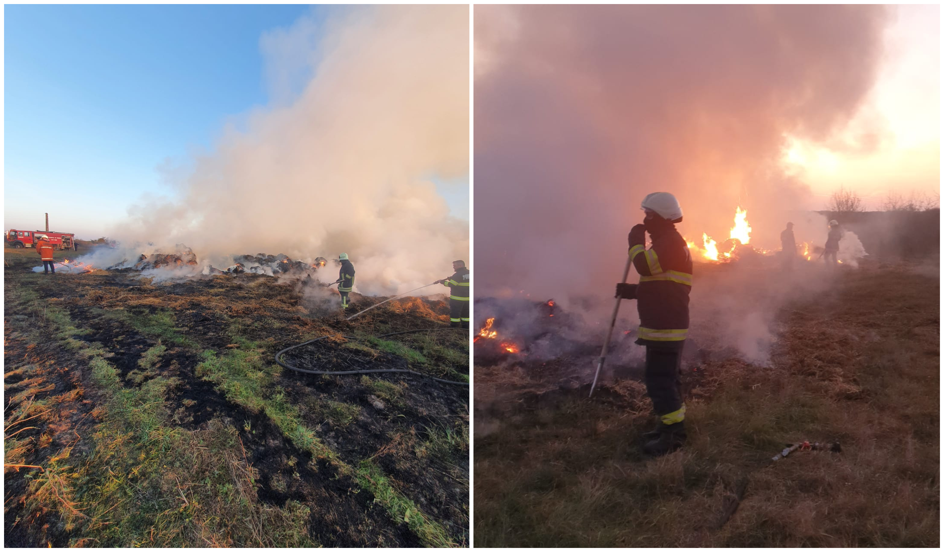 FOTOGALERIE. Dezastru în județul Satu Mare. ”Piromanii” (12-13 ani) au incendiat peste o sută de tone de fân și paie