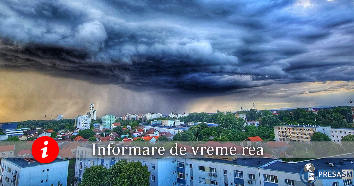 Satu Mare, sub informare de vreme rea. Meteorologii anunță furtuni, intensificări de vânt și ploi în averse