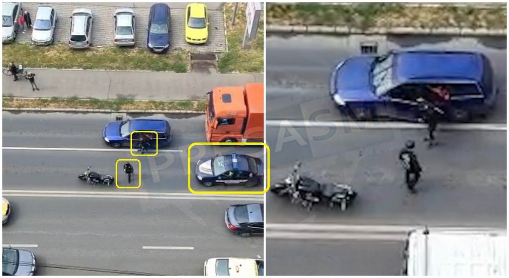 Videó. Egy motoros és egy gépjárművezető vitázott az úttesten. A rendőrség közbelépett