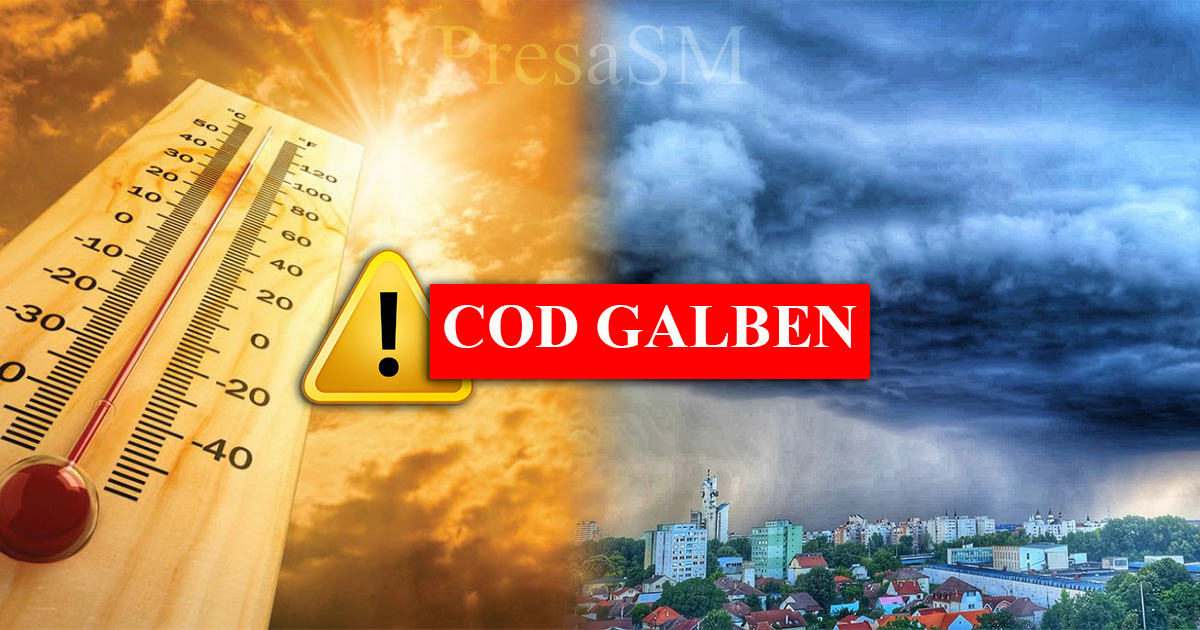 Cod galben de furtuni și vijelii la Satu Mare. Rămâne în vigoare și Codul portocaliu de caniculă