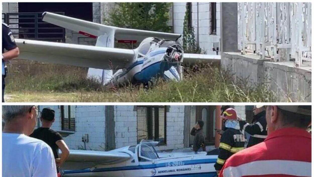 VIDEO. Planor prăbușit în curtea unei case. O tânăra de 17 ani era la manșă