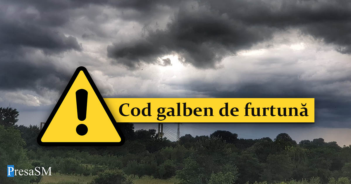 Cod galben de furtuni și ploi la Satu Mare. Când intră în vigoare și când expiră avertizările meteo