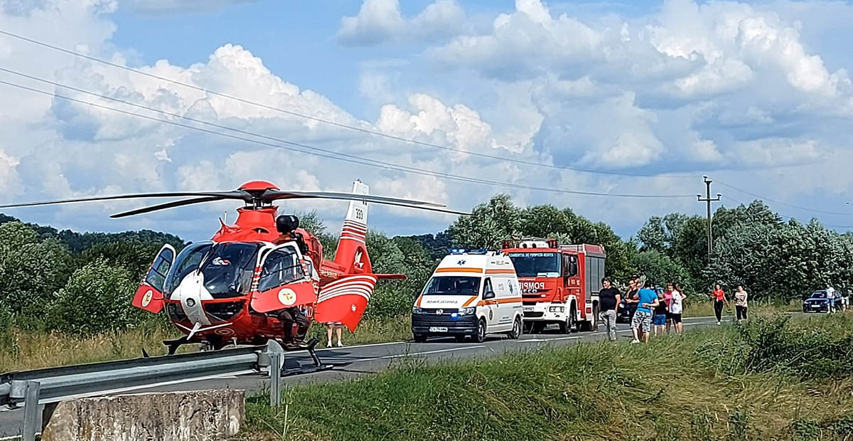 Tânăr (16 ani) rănit grav într-un accident rutier în județul Satu Mare. Preluat cu elicopterul