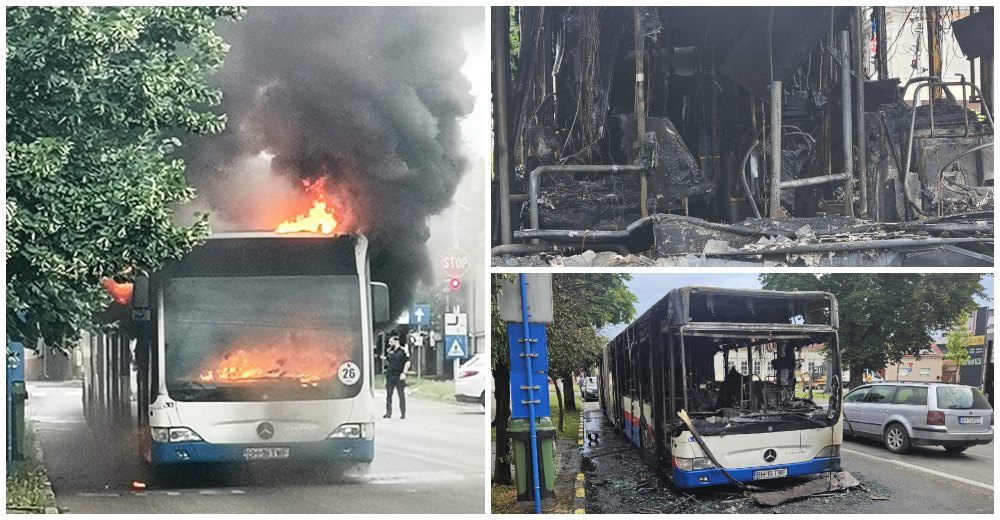 FOTO. Panică pe o stradă din Oradea. Un autobuz a luat foc în mers