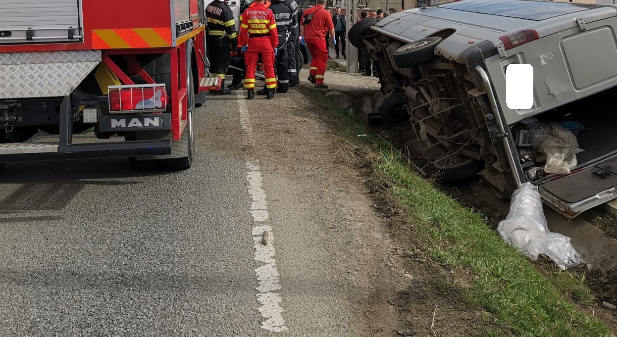 Un dispecer beat a intrat cu duba într-un cap de pod, apoi într-un gard, în municipiul Satu Mare