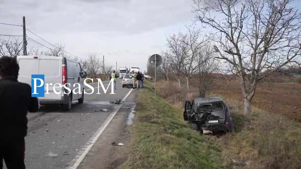 FOTO/VIDEO. Trei răniți în urma accidentului din Satu Mare. Polițiștii explică cum s-a petrecut totul