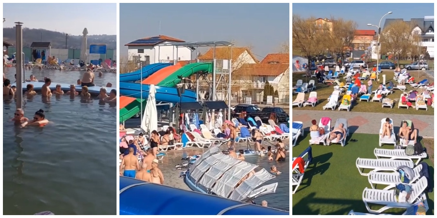VIDEO. Vremea perfectă a umplut ștrandul Termal Tășnad. Destinația preferată a turiștilor de 8 Martie