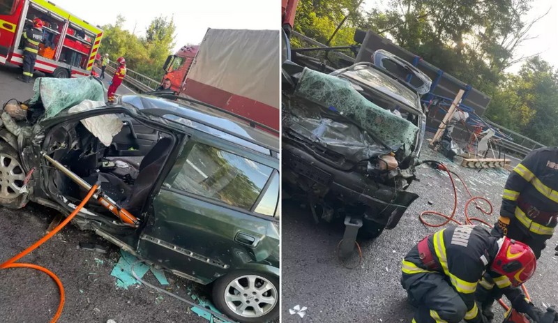 FOTO/VIDEO. Accident grav în țară. Un șofer a murit după ce s-a izbit cu mașina de un TIR