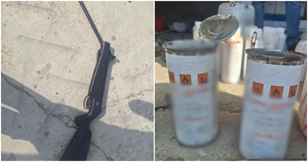 FOTO. Percheziții în județul Satu Mare. Bărbat lăsat fără armă și sute de litri de deșeuri periculoase