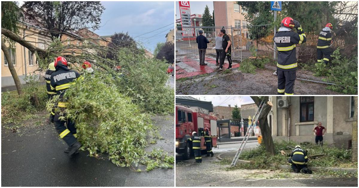 FOTO/VIDEO. Bilanțul provizoriu al furtunilor de astăzi. Zeci de misiuni ale pompierilor sătmăreni