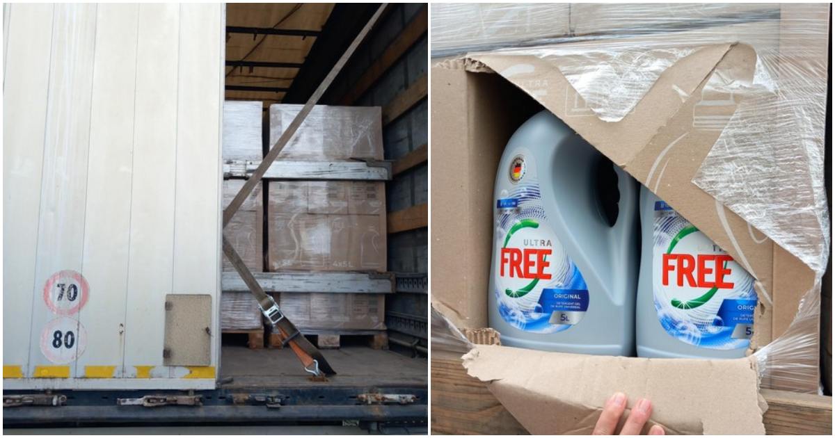 FOTO. Zeci de tone de detergent ucrainean oprit la graniță, în Vama Halmeu