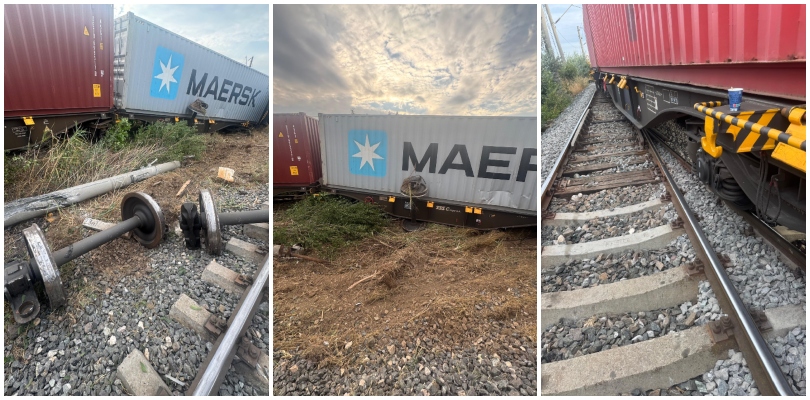 FOTOGALERIE. Un tren care a pornit din județul Satu Mare a deraiat!