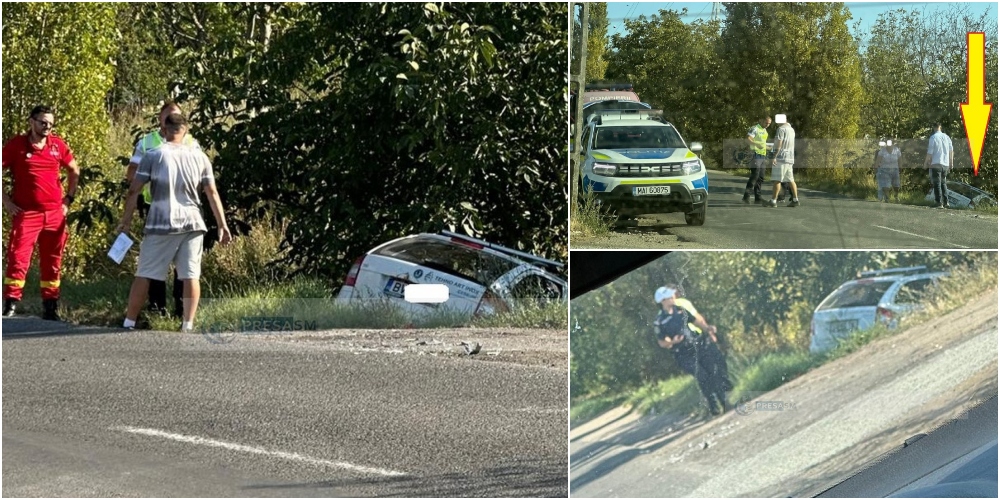 FOTO. Accident între Satu Mare și Lazuri – o mașină a ajuns în șanț. Terapia Intensivă la fața locului