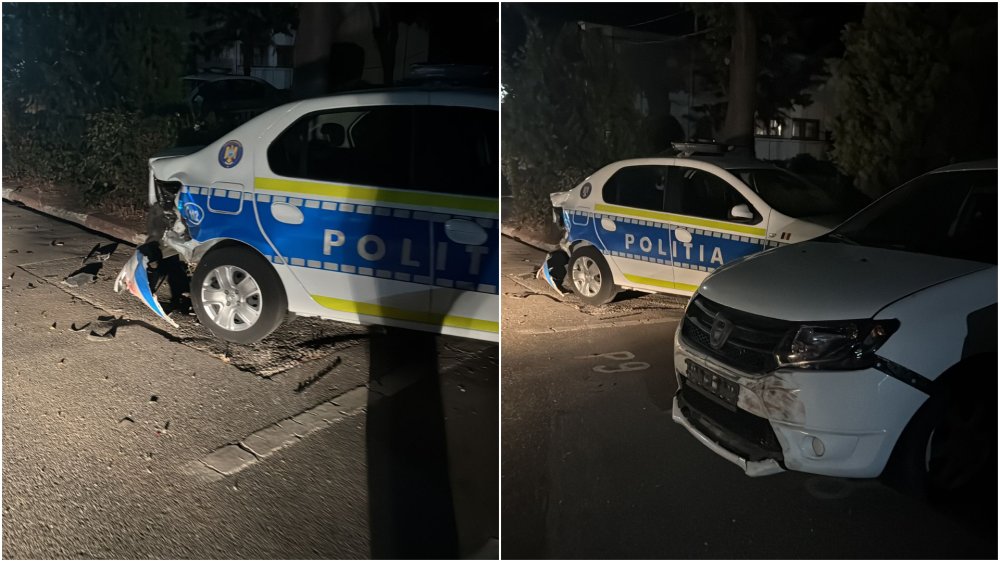 FOTO. Un şofer beat a lovit cu maşina şase autospeciale chiar în curtea Poliției!