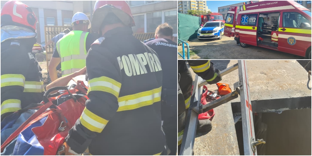 FOTO/VIDEO. Un patron a căzut în groapa adâncă de 4 metri de la fostul UNIO