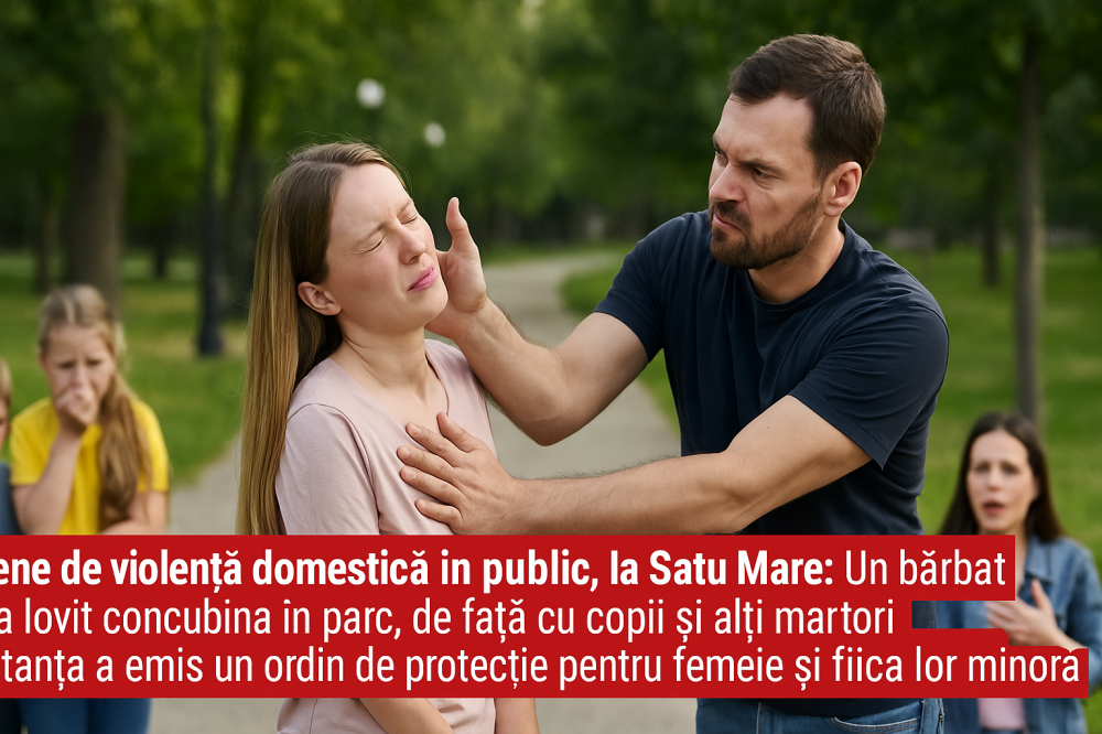 Satu Mare: Un bărbat și-a bătut soția în parc, de față cu fiica (7) și alți copii!