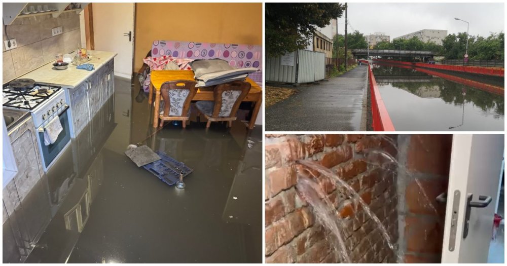 FOTO/VIDEO. Bilanț după ploile torențiale din Satu Mare. Curți, case și instituții inundate, drumuri transformate în râuri. Zeci de intervenții ale pompierilor