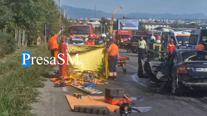 FOTO/VIDEO. Accident mortal pe DN1C BM-SM. Un bărbat și un copil de 14 ani au murit