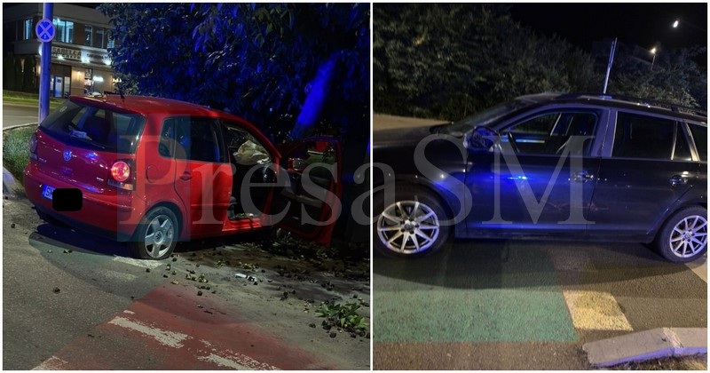 FOTO. Accident pe Drumul Botizului. Mașină în stâlp, 3 persoane duse la Urgență