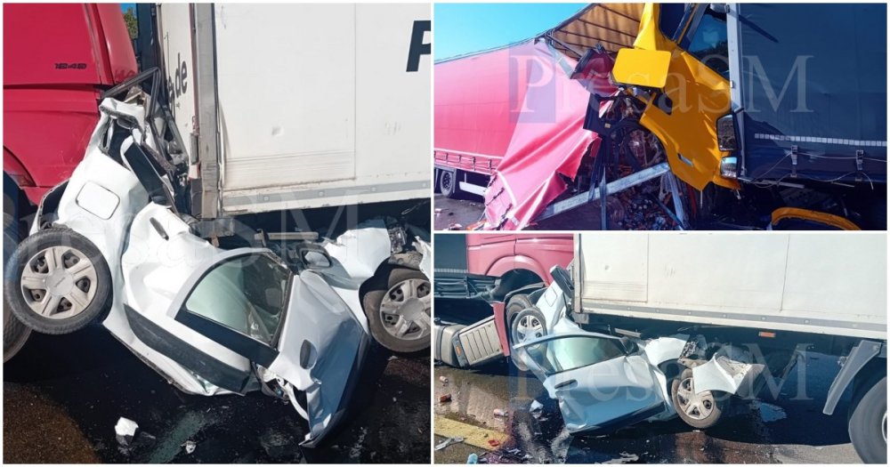 FOTO. Sătmărean implicat într-un accident mortal! Trei TIR-uri și o mașină