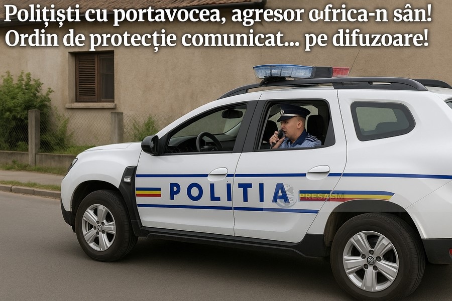 INEDIT în Satu Mare! Polițiști cu portavocea, agresor cu frica-n sân! Ordin de protecție comunicat... pe difuzoare!