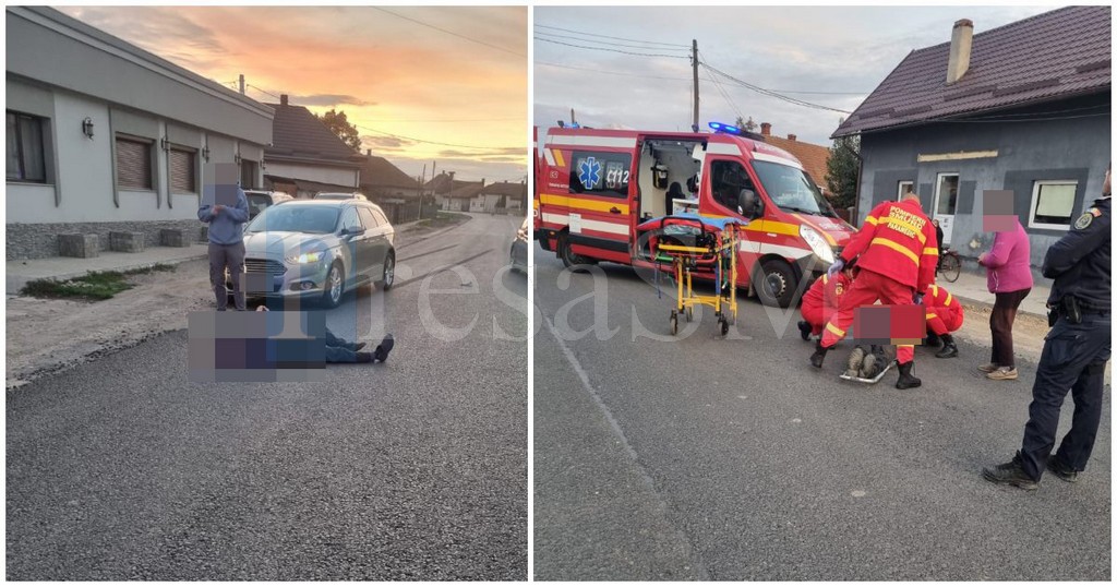 FOTO. Pieton lovit de mașină pe DJ193, în Ambud. Victima, la Urgență