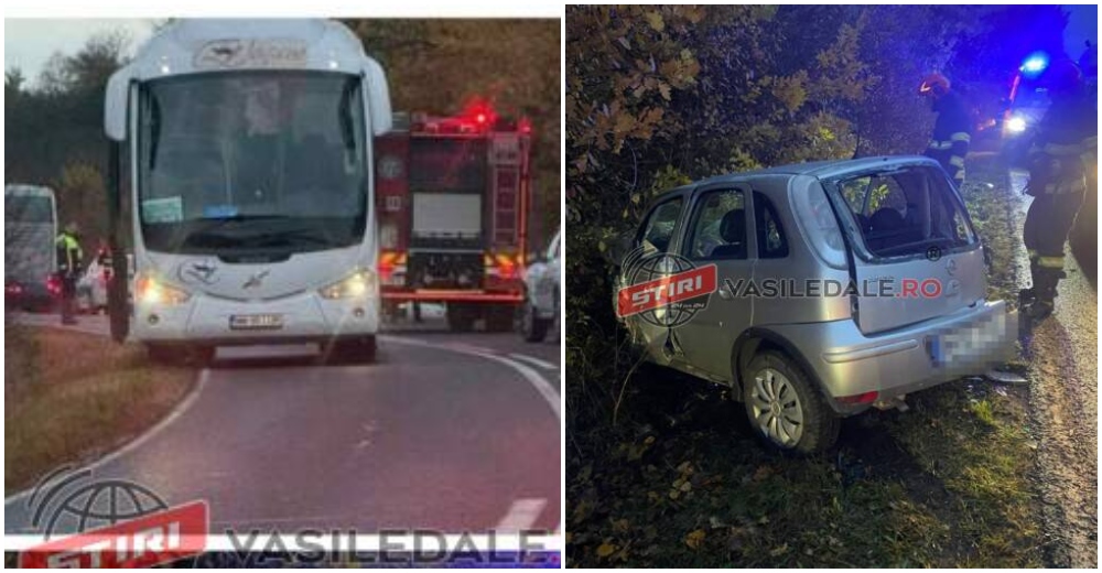 FOTO. Accident în lanț, cu două autocare și un autoturism. Zeci de persoane implicate, în județul vecin