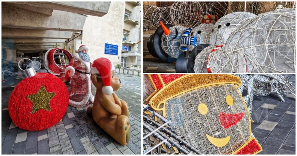 FOTO. Au sosit primele decorațiuni de Crăciun. Pregătirea orașului pentru sărbători a intrat în linie dreaptă