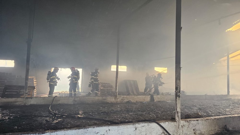 FOTO/VIDEO. Incendiu mare la o fermă din județul Satu Mare. Mobilizare de amploare a pompierilor