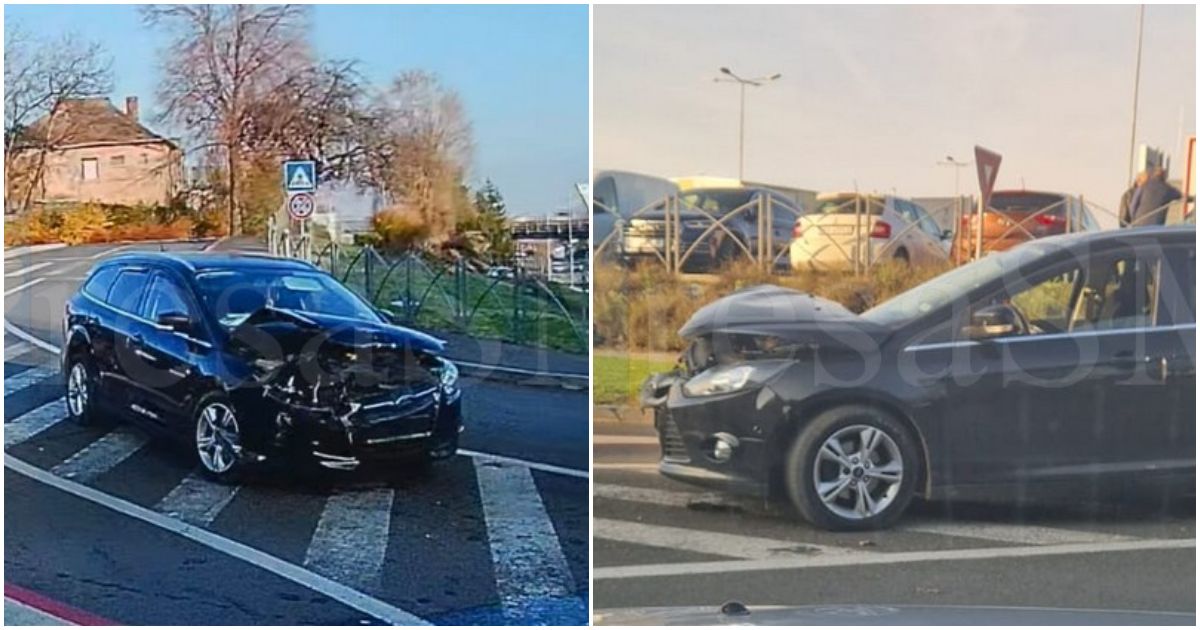 FOTO. Accident în zona Kaufland, din municipiul Satu Mare. Coliziune puternică