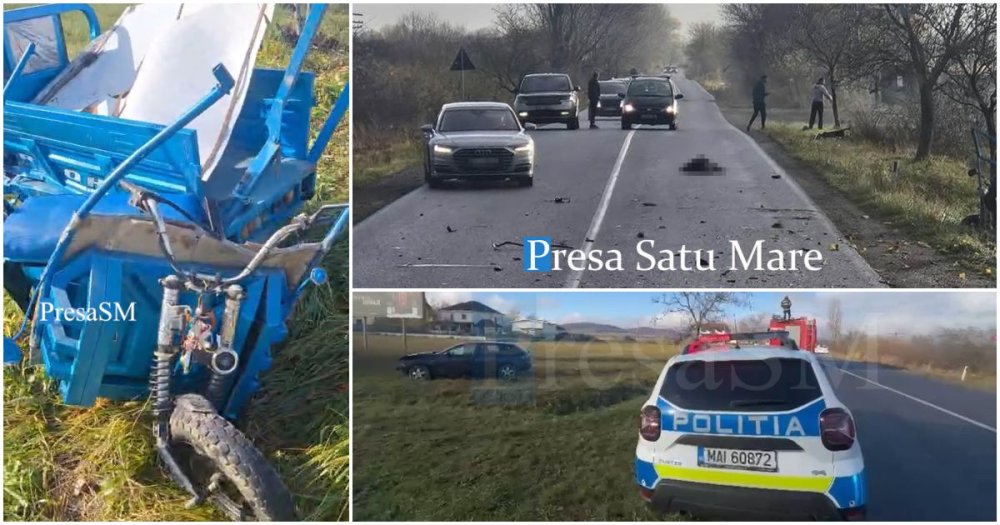 FOTO/VIDEO. Accident mortal în județul Satu Mare! Triciclu spulberat de o mașină