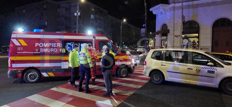 FOTO/VIDEO. Accident în municipiul Satu Mare. Pieton lovit pe ”zebră”, de un taximetru