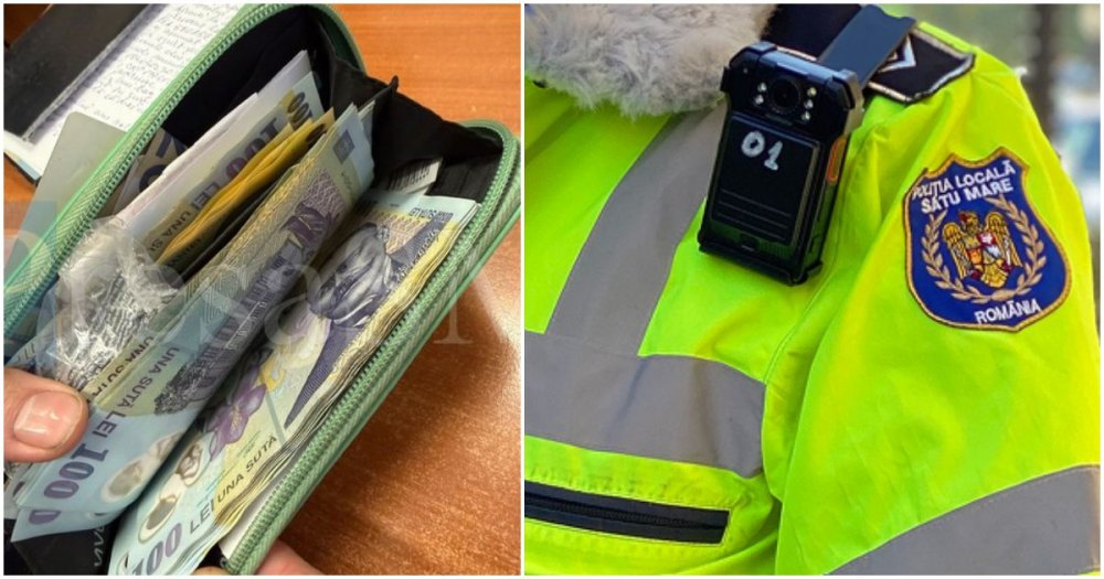 FOTO. Profesionalism și corectitudine. Portmoneu cu bani, înapoiat proprietarei de Poliția Locală Satu Mare