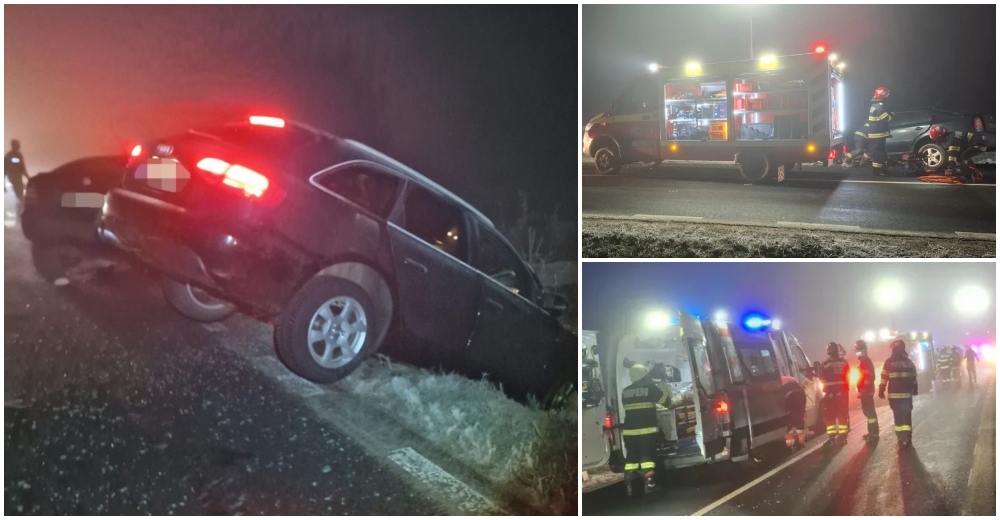 FOTO. Accident în lanț, cu 4 mașini. O persoană a murit, șase persoane rănite