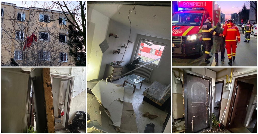 FOTO. Explozie într-un bloc din vestul țării. Doi răniți, zeci de persoane evacuate