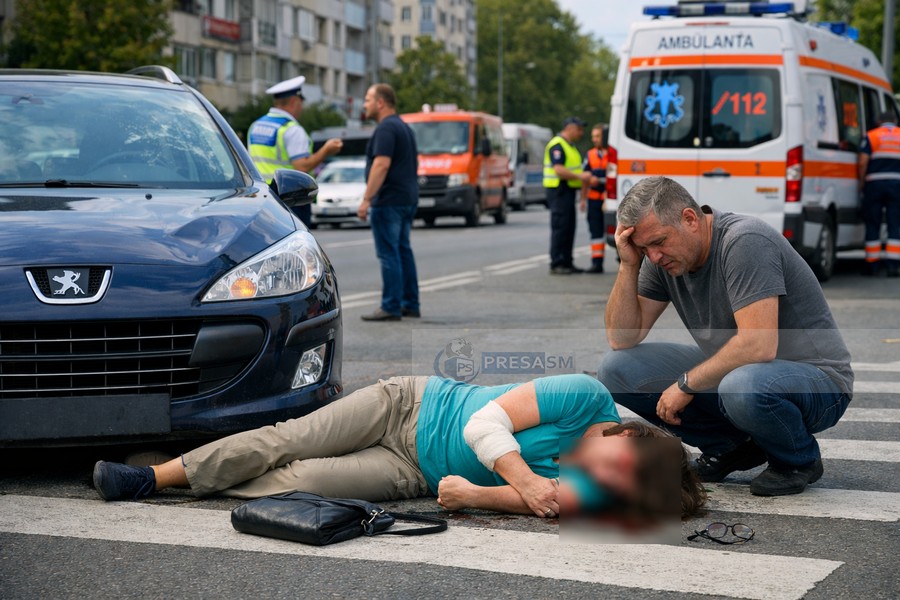 Un șofer beat a accidentat grav o femeie pe trecerea de pietoni, în Cartierul Micro 17