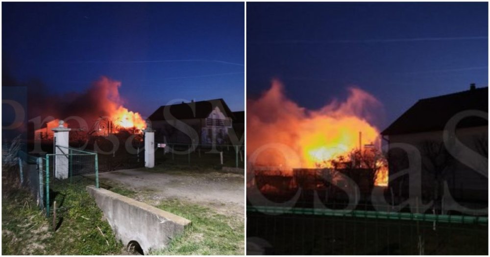 FOTO/VIDEO. Incendiu violent în județul Satu Mare. Mobilizare a pompierilor