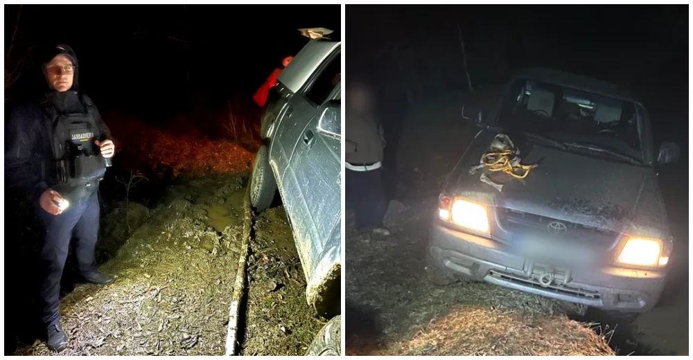 FOTO. Sătmăreancă, și prietena ei, blocate noaptea în pădure! Mașina împotmolită, au cerut ajutor