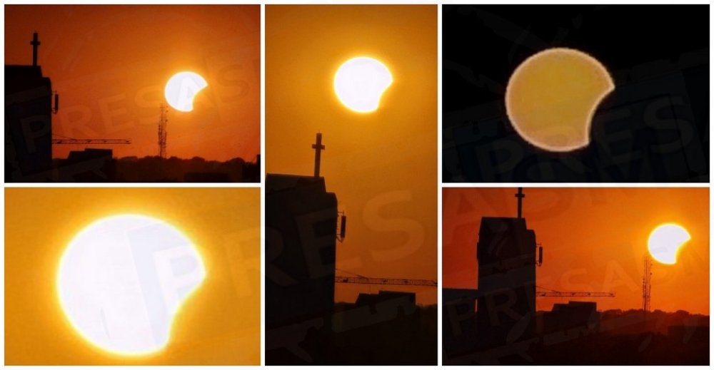 FOTO/VIDEO. Spectacol pe cer la Satu Mare: a început eclipsa de Soare la apus și maximul Perseidelor